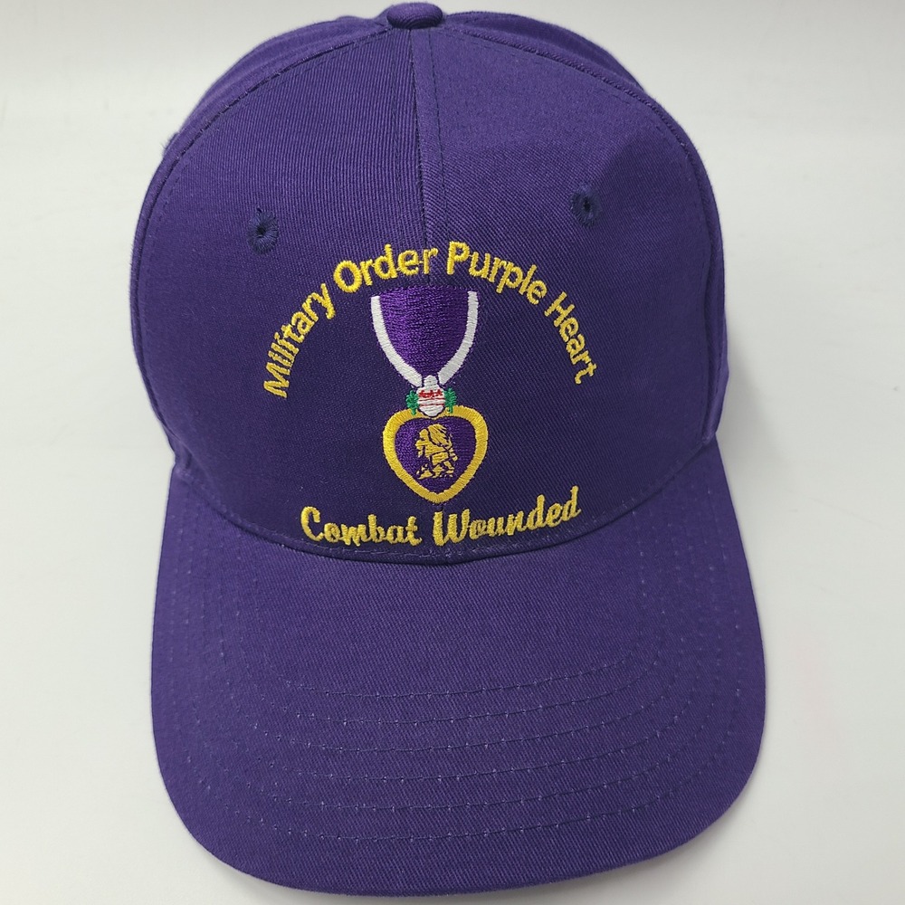 Military Order Purple Heart Hat Strapback Purple Yellow Combat Wounded USA Men
